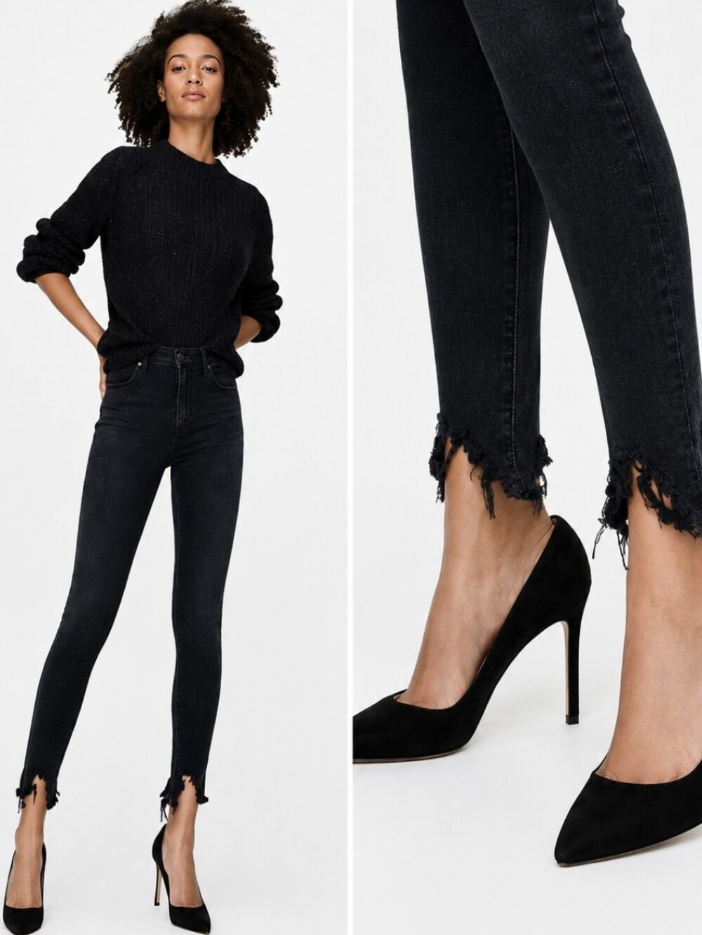 Agolde Sophie Mid Rise Skinny Ankle Jeans In Shout Black Destroyed Size 26 NEW
